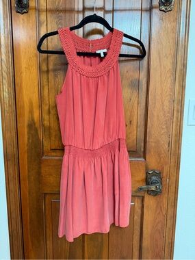 Joie Cocktail Sleeveless Dress with Crochet Neckline